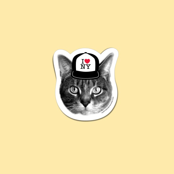 Image of i heart NY cat sticker or magnet - New York kitty - NYC love 