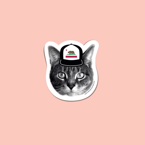 Image of gee whiskers: Cali cat sticker  - California love kitty - CA hat