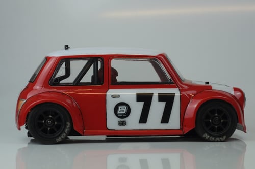 Image of PHAT BODIES  'Miglia Mini' Cooper bodyshell and STICKER SET for Tamiya M-Chassis M03 M05 Xpress FM1S