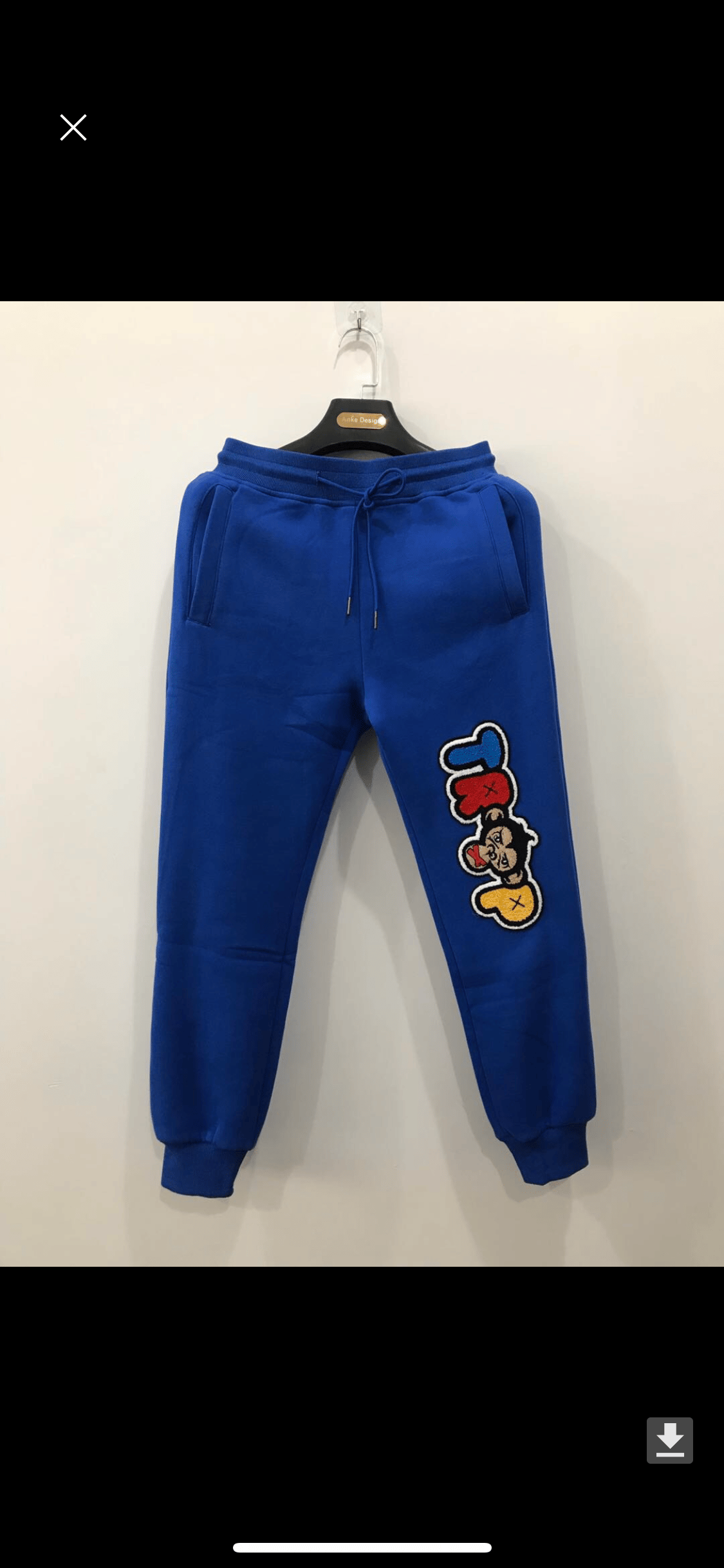 plain blue tracksuit bottoms