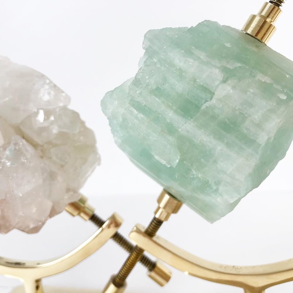 Image of Aquamarine no.15 + Brass Arc Stand