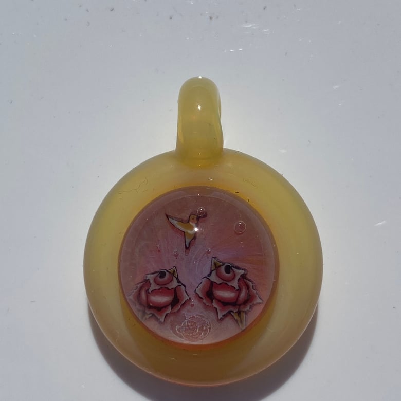 Image of Hummingbird and Roses Glass Murrine Pendant