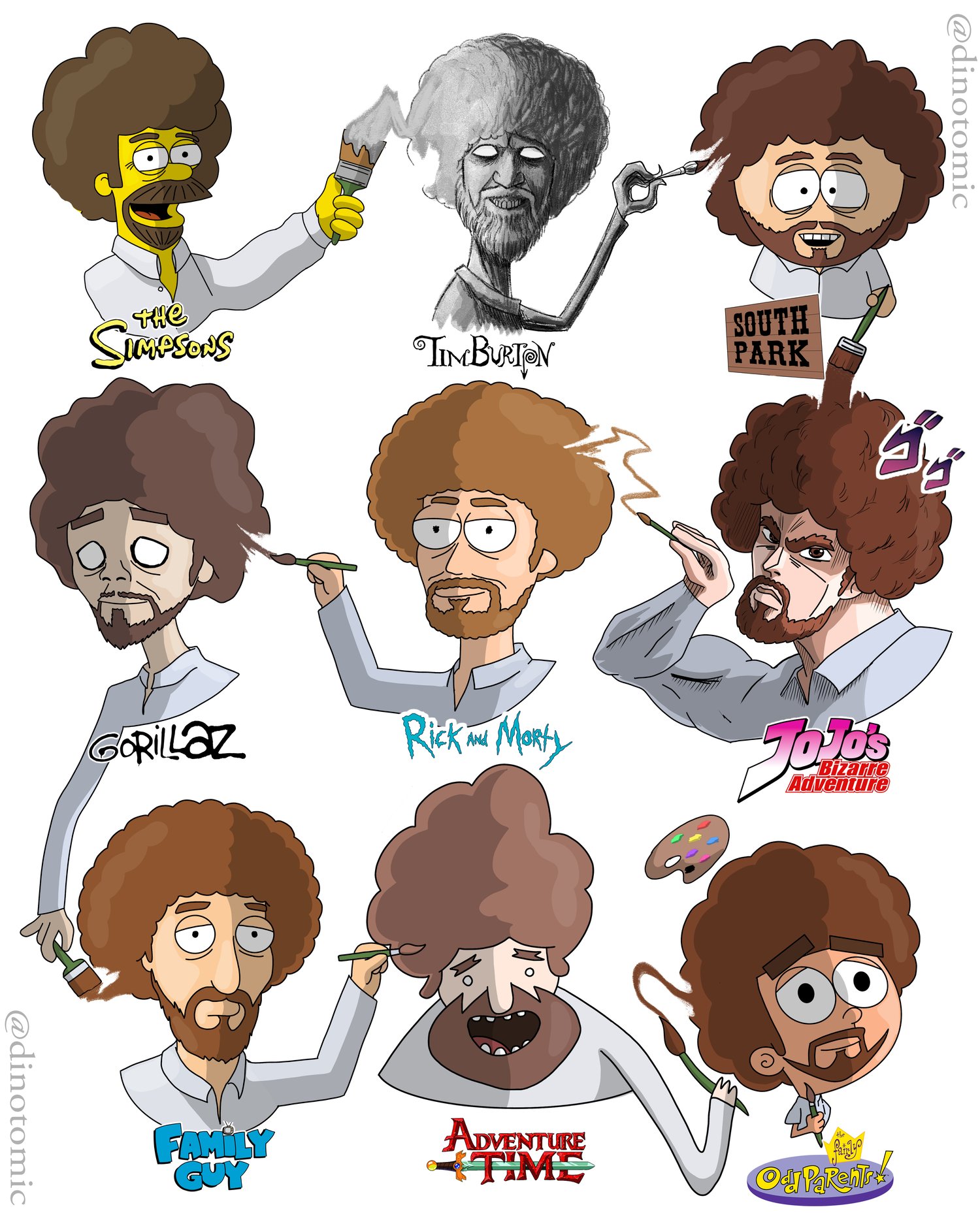 Image of #186 Bob Ross in many styles