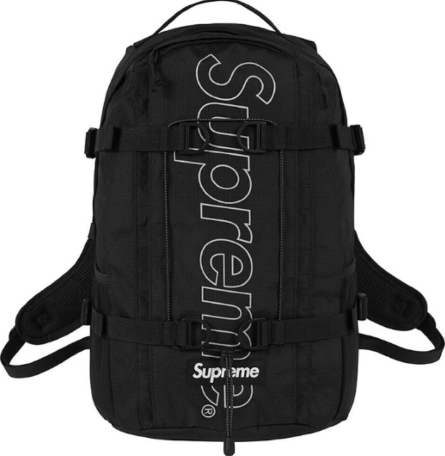 black and white supreme backpack