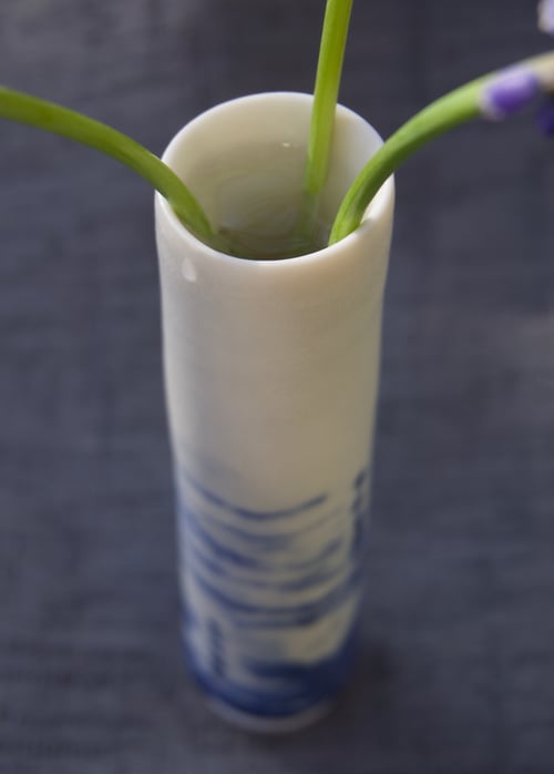 Image of Small Blue & White Sgraffito Vase