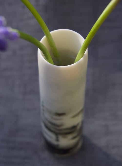 Image of Small Black & White Sgraffito Vase