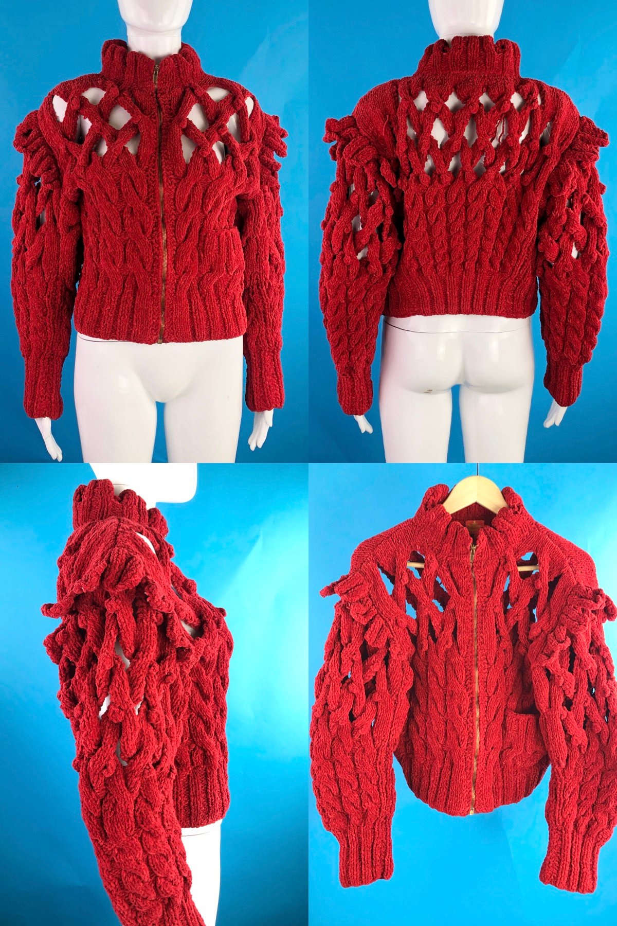 RARE Vintage Vivienne Westwood Red Heavy Knit Jacket 1991 Cut