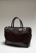 Image of "GEORGE" Black Calfskin & Espresso Suede Tote Bag 