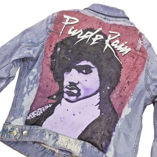 Image of Prince Purple Rain Tribute Customized Women's Denim Jacket