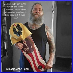 Image of Billy Milano's 'Super Danger Mask' with personalized autograph.