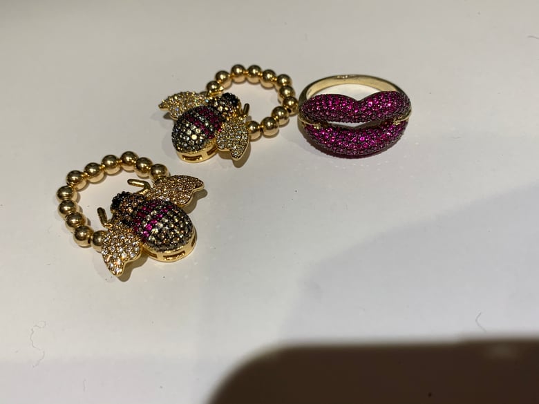 Image of Bee Rings adjustable & Lip Ring size 8 (last ones)