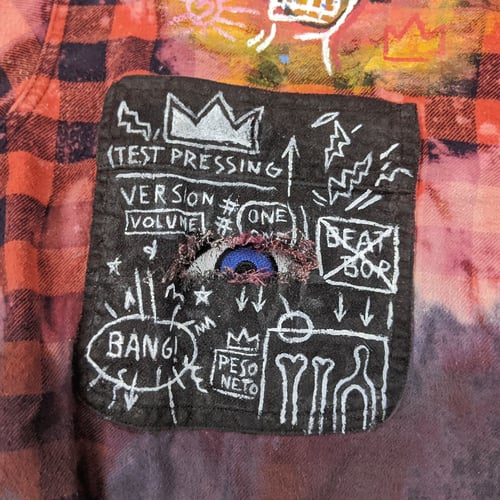 Image of Basquiat Tribute Customized Cropped Flannel Plaid Shirt
