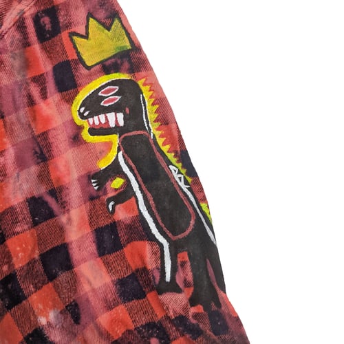 Image of Basquiat Tribute Customized Cropped Flannel Plaid Shirt