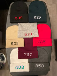 Image 3 of AREA CODE Beanies in Custom Colors & Codes (Color options in drop down menu)