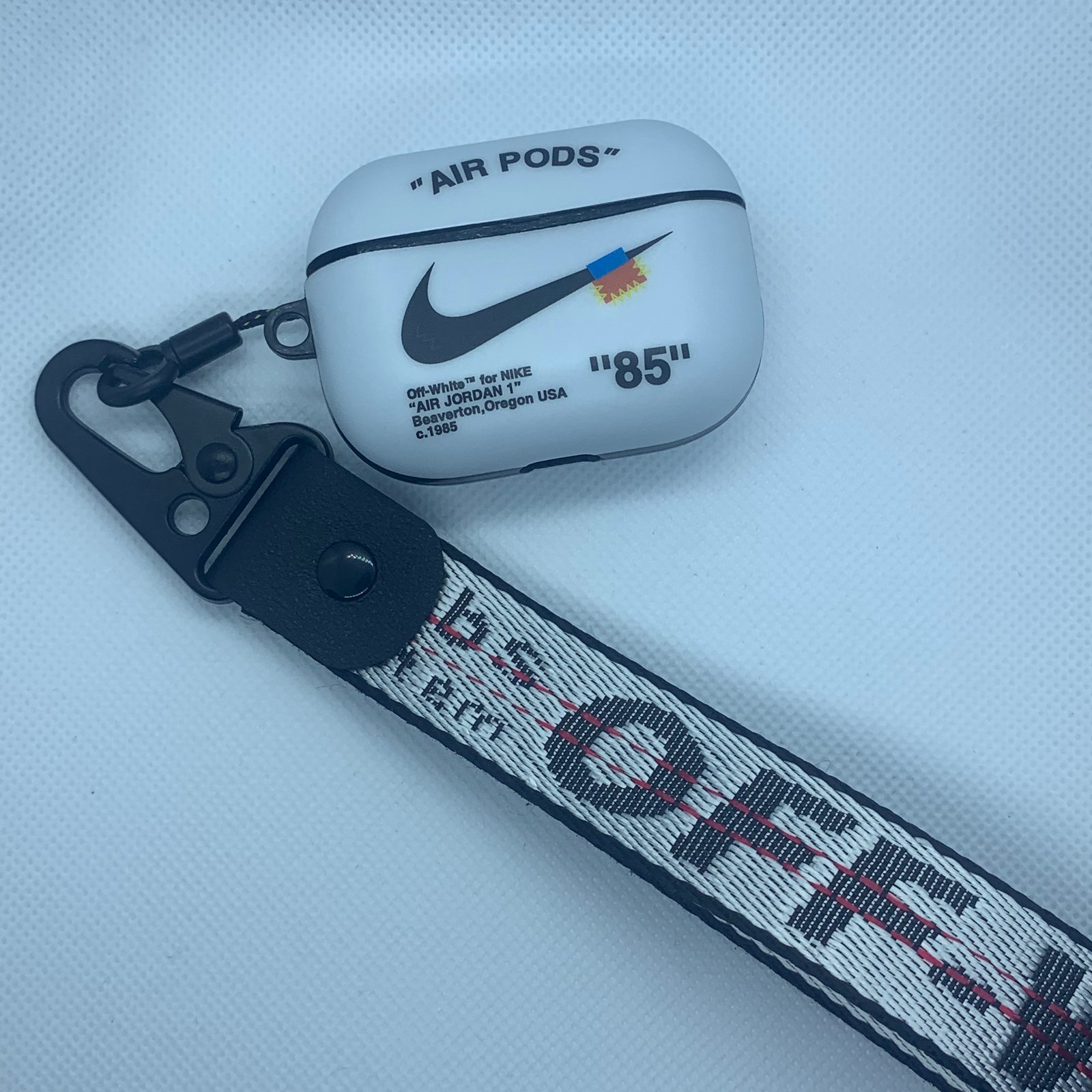 off white airpod pro case with lanyard