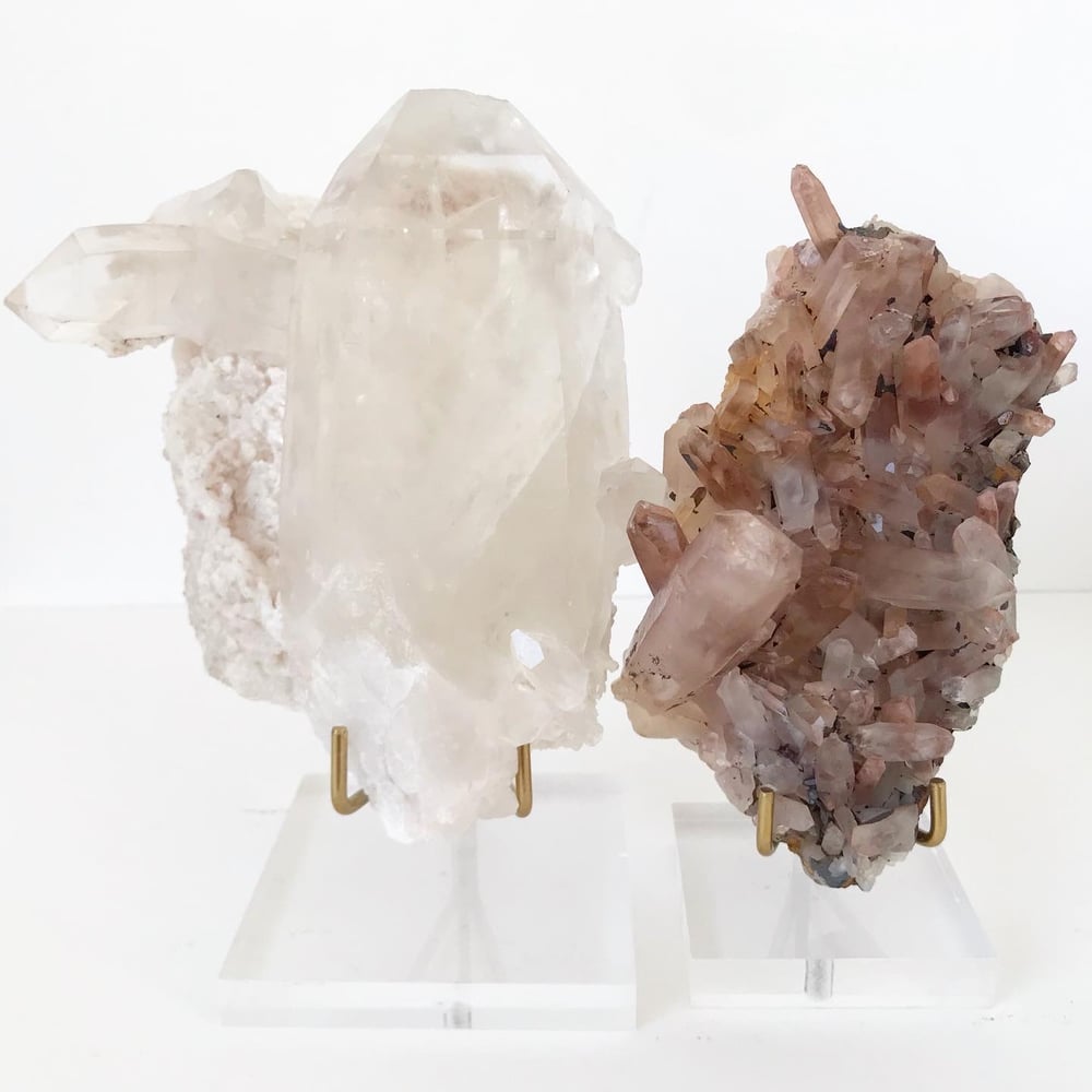 Image of Pink Quartz no.02 + Lucite and Brass Stand