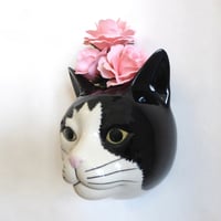 Image 3 of Black & White Cat Wall Vase