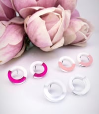 Image 3 of Náušnice DoubleCircle white/silver &color