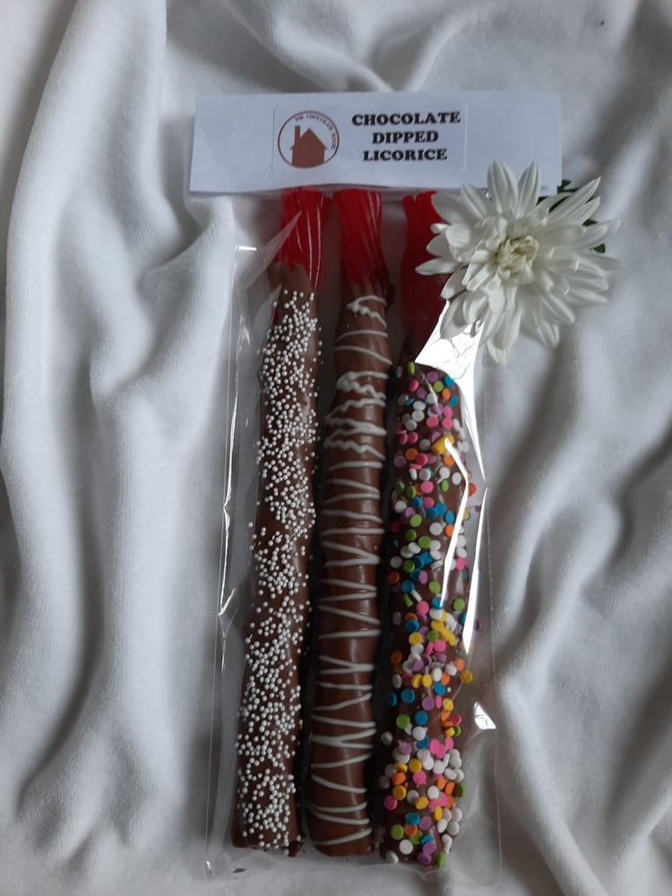 Image of Chocolate dipped licorice seasonal variations available