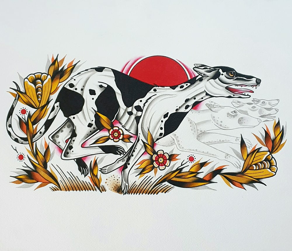 Image of Running dogs print (A3)