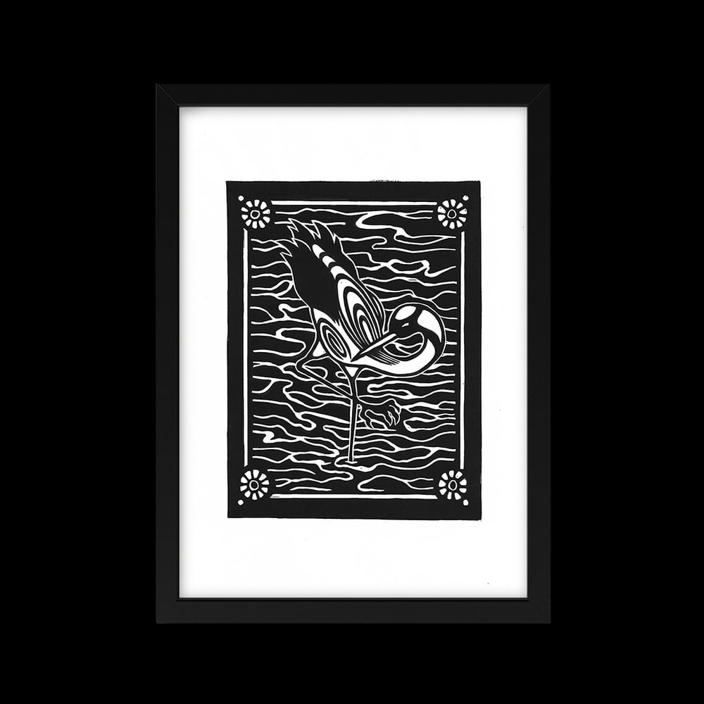 Image of Omens (Crane) Lino Print