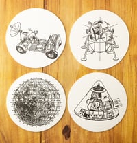 Image 1 of Lunar Landing Letterpress Coasters - Set of 8 (2 of each design)