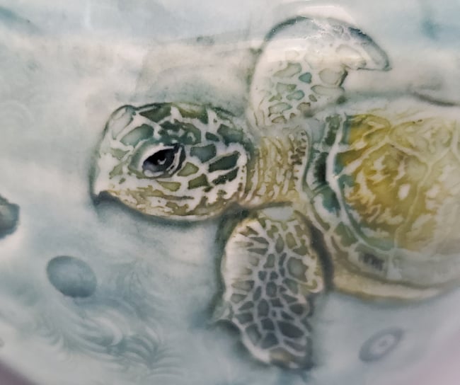 Sea Turtle Porcelain Handpainted Vase