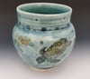 Sea Turtle Porcelain Handpainted Vase