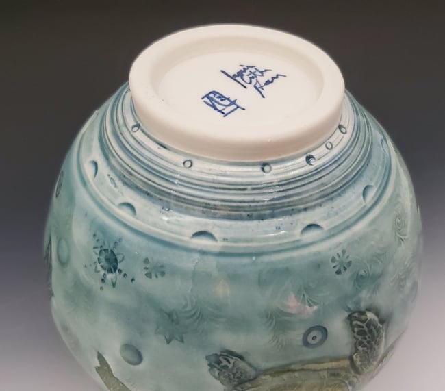 Sea Turtle Porcelain Handpainted Vase