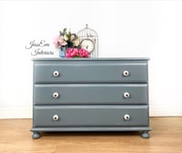 Image 1 of Pine Blue CHEST OF DRAWERS in French Shabby Chic style.