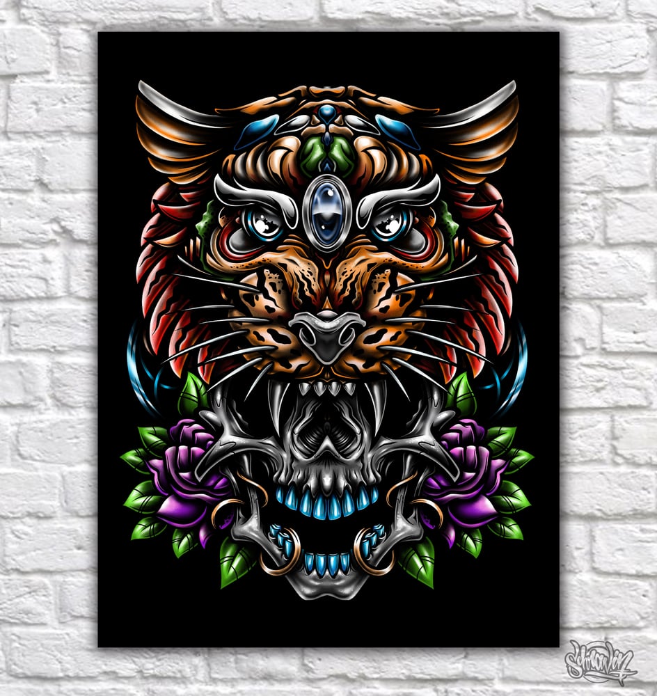 Image of Tiger Skull Color canvas print