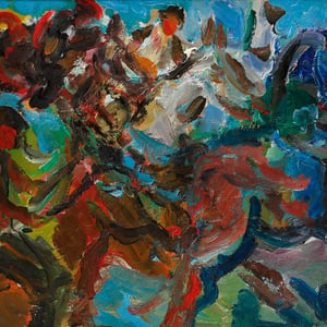 Image of Swedish, Mid-Century Painting. 'Horse Gallop.' Eric With