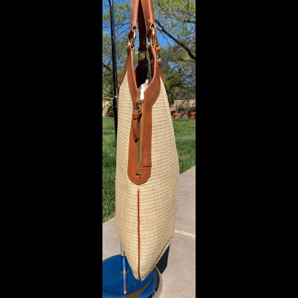 Image of YSL Straw and Leather Hobo Bag 