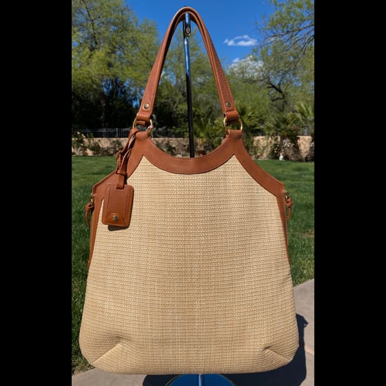 Image of YSL Straw and Leather Hobo Bag 