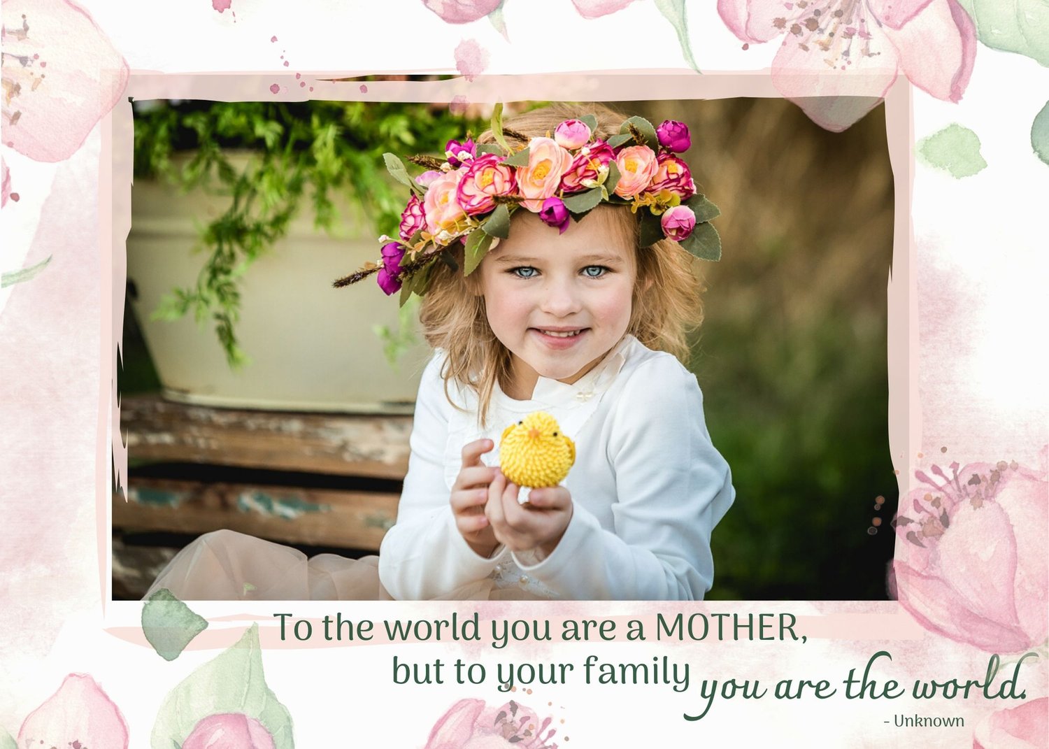 Image of Mother's Day Photoshop Template - Pink Floral