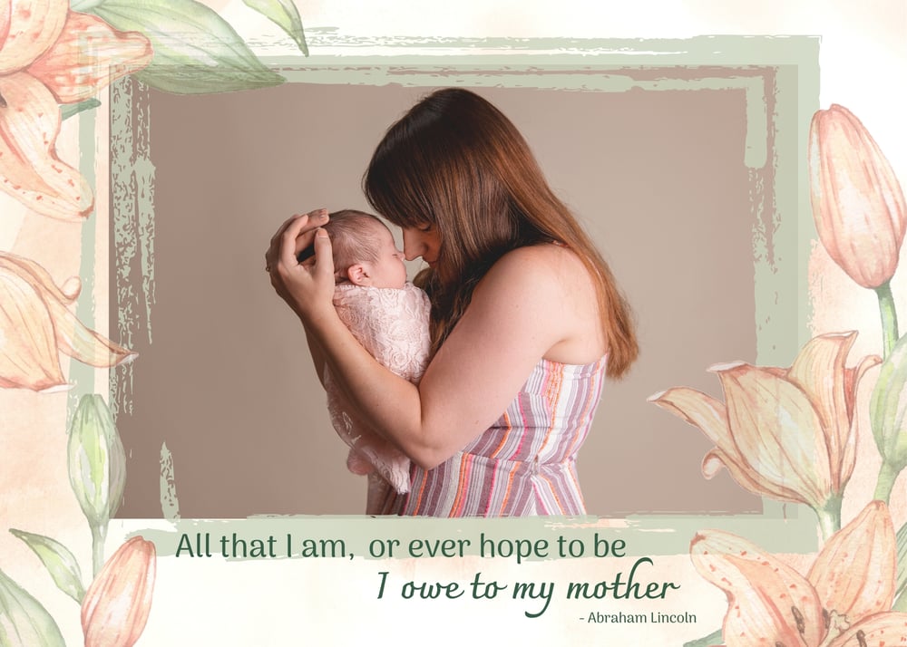 Image of Mother's Day Photoshop Template - Peach Floral
