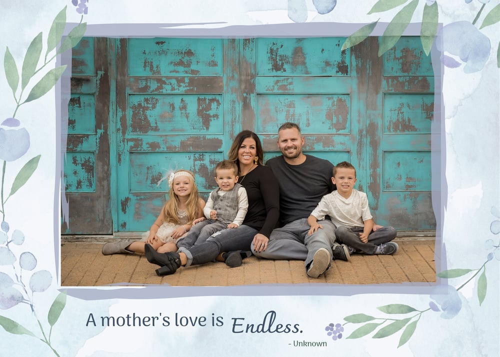 Image of Mother's Day Photoshop Template - Blue Floral