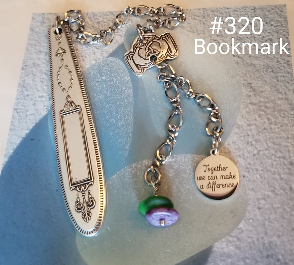 Image of Fine Silver- Handmade- Sea Glass- Bookmark- #320