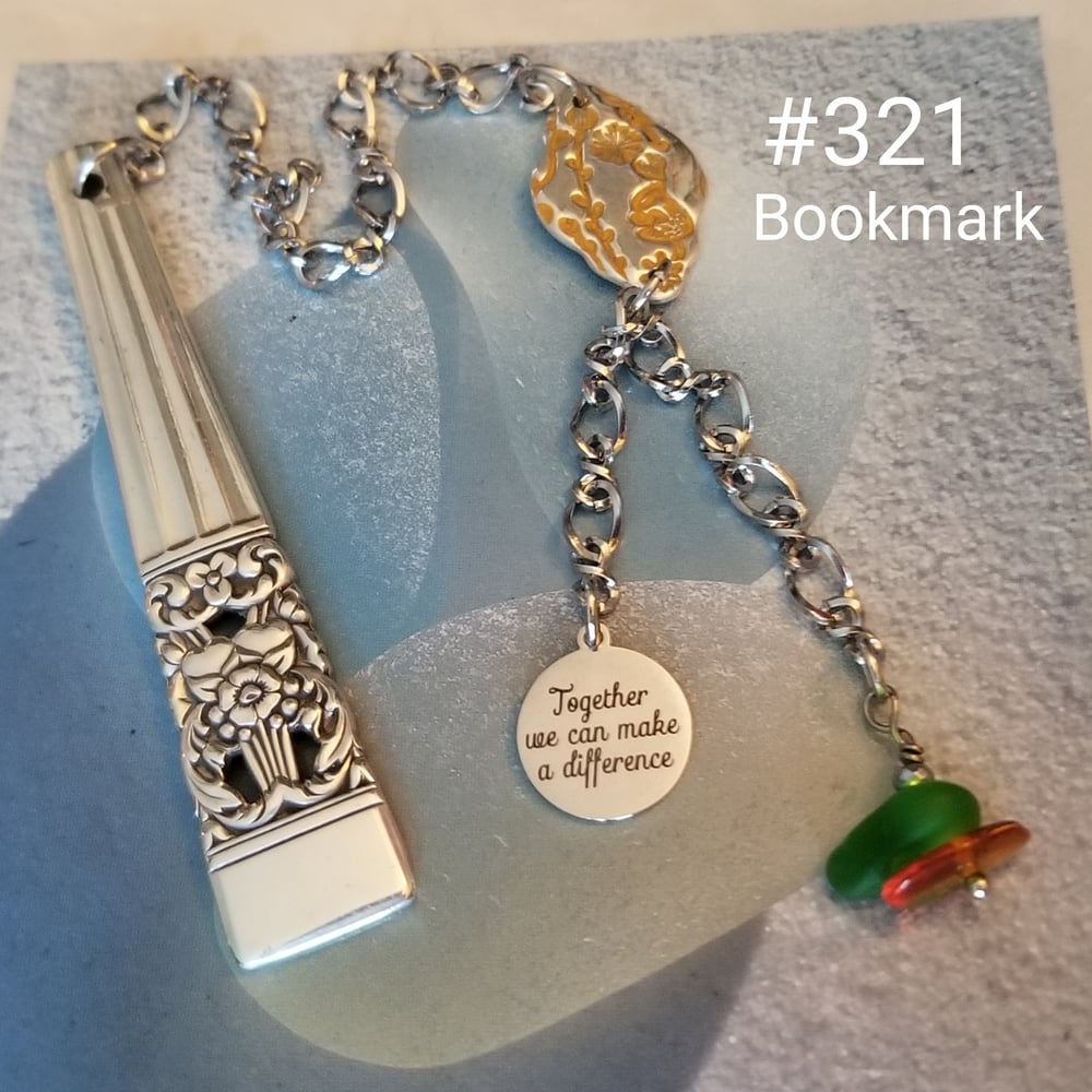 Image of Fine Silver- Handmade- Sea Glass- Bookmark- #321