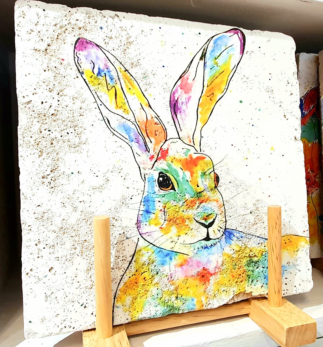 Rainbow Hare Stone Mat | Katie Goddard Art