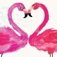 Image 1 of Flamingo Heart Card