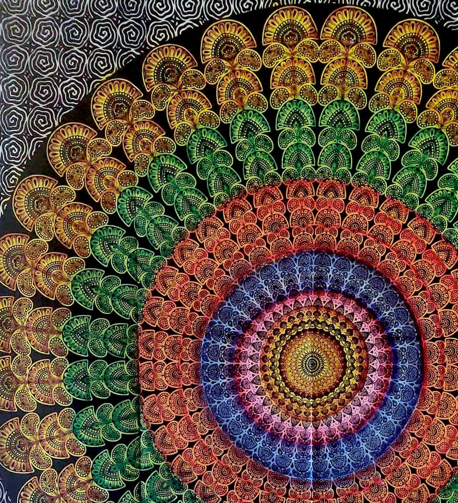 Image of Squiggle Zones Mandala Tapestry