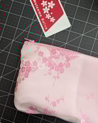 Image 1 of Asian Cherry Blossom Silky Pink Clutch Purse 