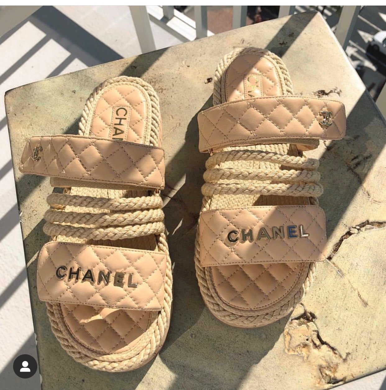 brown chanel slides