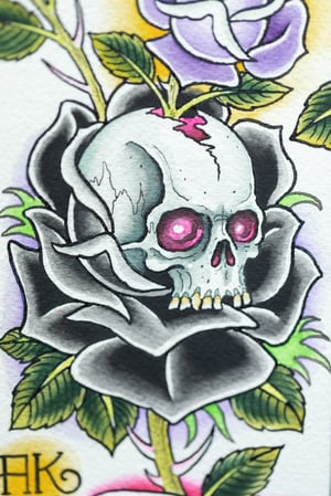 Image of SKULL AND PURPLE ROSE