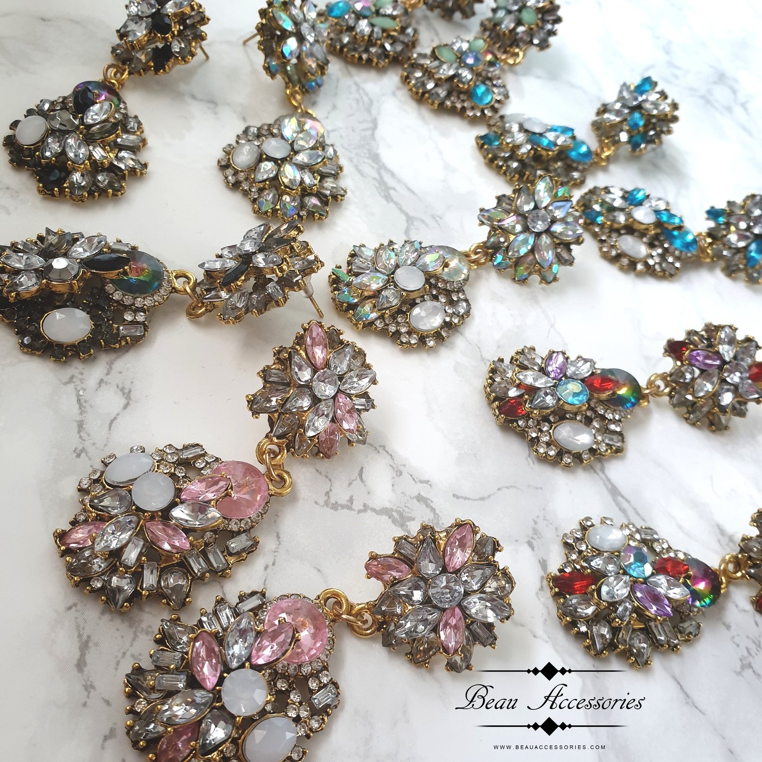 Image of Rhinestone Statement Earrings (All Colours)