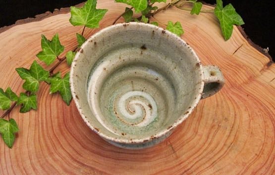 Swirly green stony cup