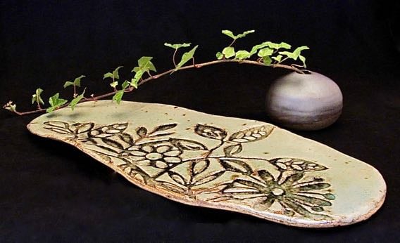 Long floral pressed platter