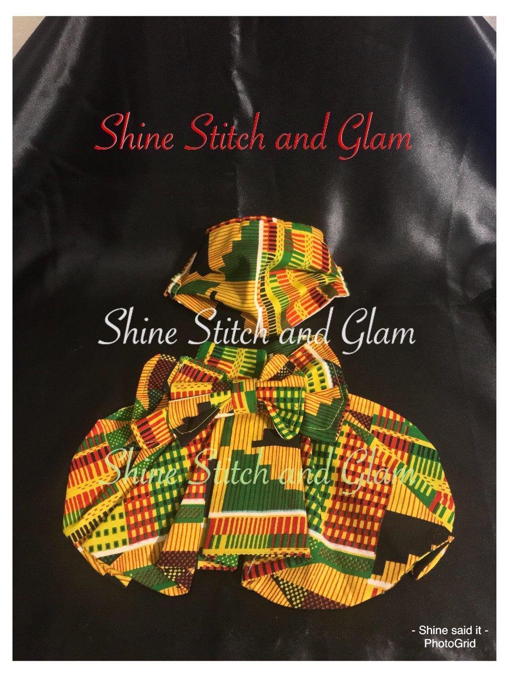 Image of African Kente Cloth  Satin lined bonnets