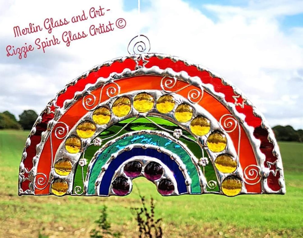 Image of Small Stained Glass Rainbow - 17cm x 9cm 